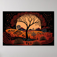 Aboriginal Art Inspired Landscape, dot art