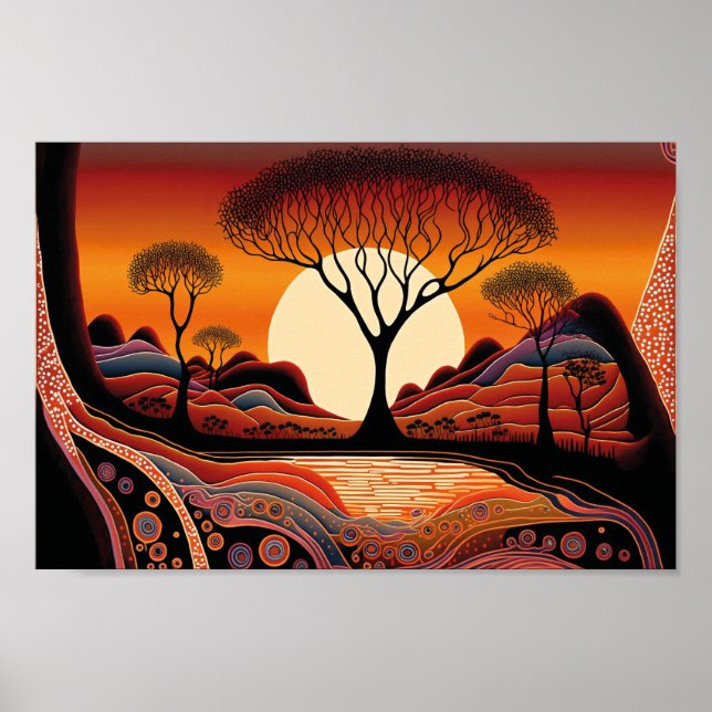 Aboriginal Art Inspired Landscape Poster (Front)