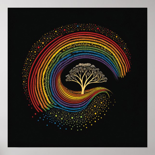 Aboriginal Art Inspired Rainbow, dot painting Poster (Front)