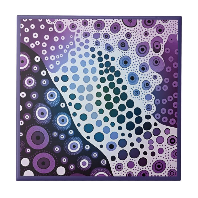 Aboriginal art style purple 2 of 9 Ceramic Tile (Front)