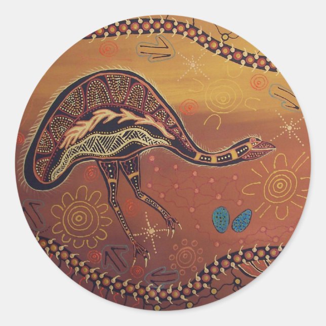 Aboriginal Art Wild Emu Sticker (Front)