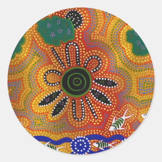 Aboriginal Artwork Classic Round Sticker (Front)