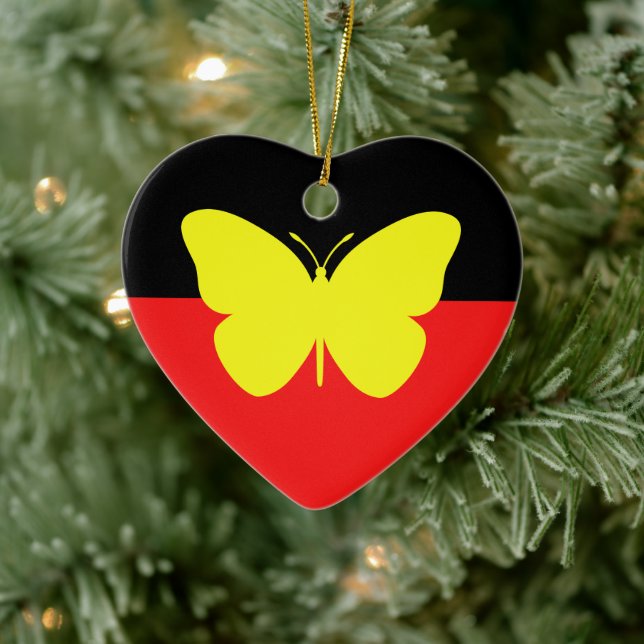 Aboriginal Butterfly Flag Ceramic Tree Decoration (Tree)