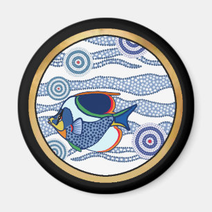 Aboriginal Dot Art Fish-01 Magnet