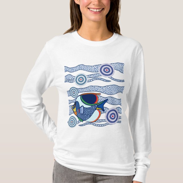 Aboriginal Dot Art Fish-01 T-Shirt (Front)