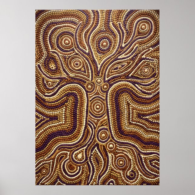 Aboriginal Dot Art Tree of Life Poster | Earth Ton (Front)