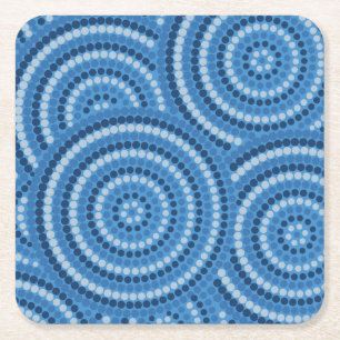 Aboriginal Dot Painting Square Paper Coaster