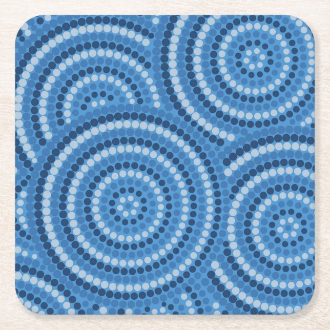 Aboriginal Dot Painting Square Paper Coaster (Front)