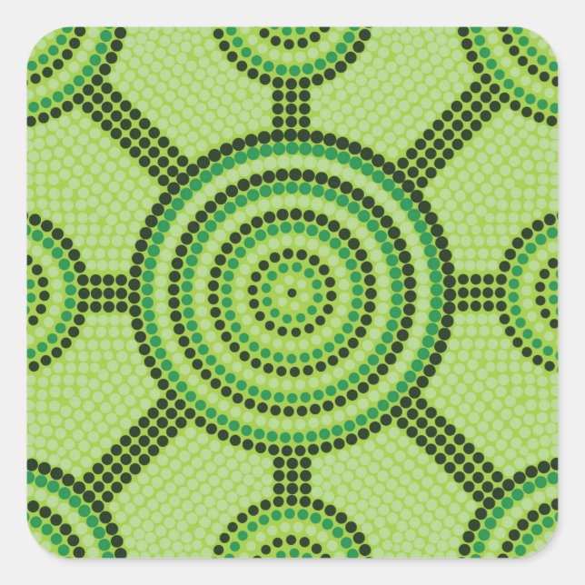 Aboriginal dot painting square sticker (Front)