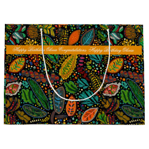 Aboriginal dot style leaves gift bag