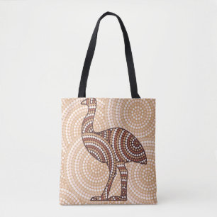 Aboriginal emu dot painting tote bag