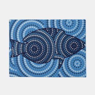 Aboriginal fish dot painting doormat