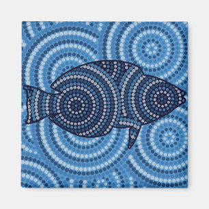 Aboriginal fish dot painting magnet