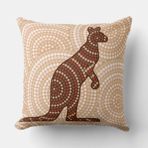 Aboriginal kangaroo dot painting cushion