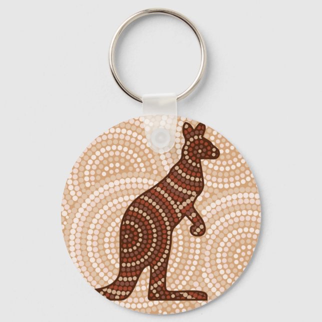 Aboriginal kangaroo dot painting key ring (Front)