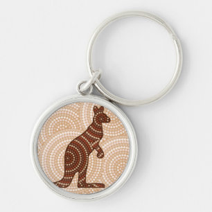 Aboriginal kangaroo dot painting key ring