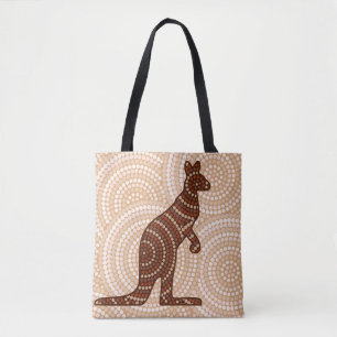Aboriginal kangaroo dot painting tote bag