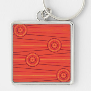 Aboriginal line and circle painting key ring
