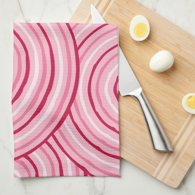 Aboriginal line painting tea towel (Quarter Fold)