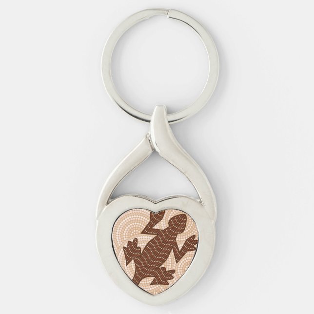 Aboriginal lizard dot painting key ring (Front)