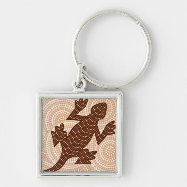 Aboriginal lizard dot painting key ring (Front)