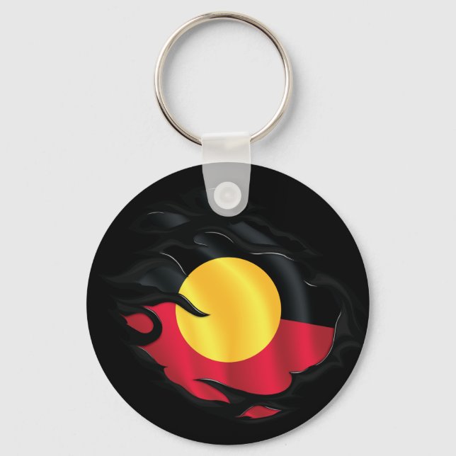 Aboriginal Ripped Flag Key Ring (Front)