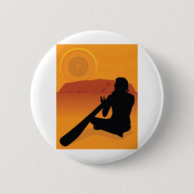 Aboriginal Silhouette 6 Cm Round Badge (Front)