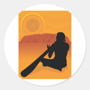 Aboriginal Silhouette Classic Round Sticker