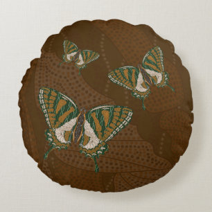 Aboriginal Swallowtail Round Pillow