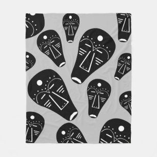 Aboriginal tribal abstract face tattoo art fleece blanket
