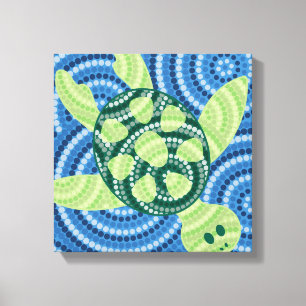 Aboriginal turtle dot painting canvas print