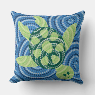 Aboriginal turtle dot painting cushion