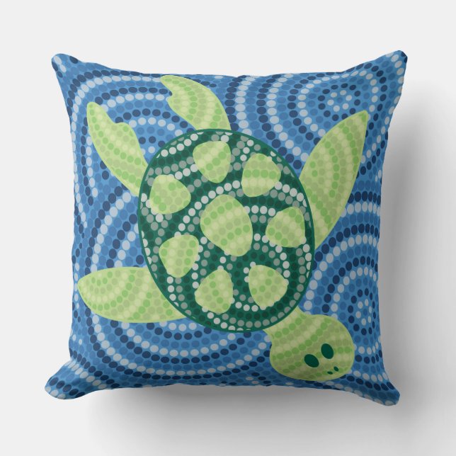 Aboriginal turtle dot painting cushion (Front)