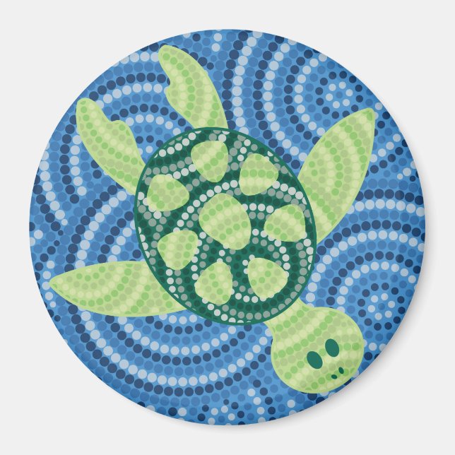 Aboriginal turtle dot painting magnet (Front)