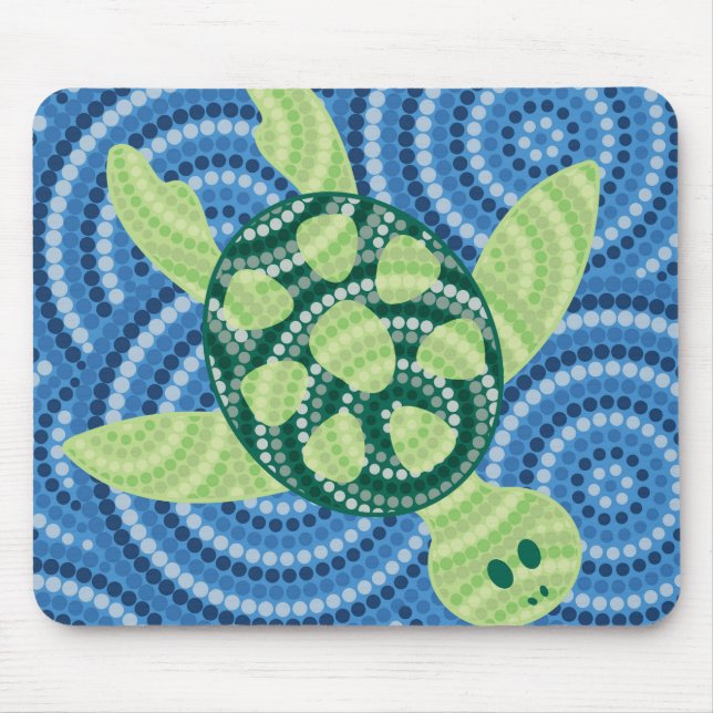Aboriginal turtle dot painting mouse pad (Front)