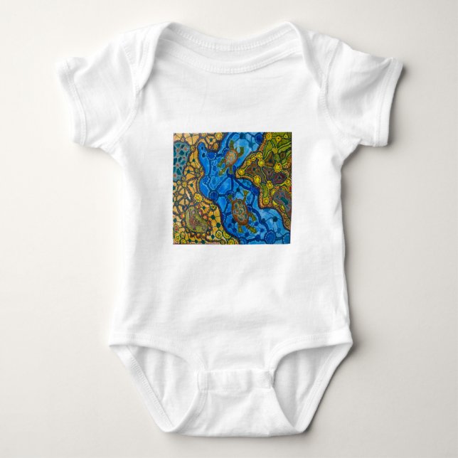Aboriginal Turtles Painting Baby Bodysuit (Front)
