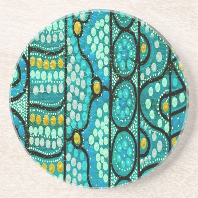 Aboriginal Wedding Coasters The Journey Blue (Front)