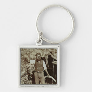 Aborigine with a Boomerang, c.1860s (sepia photo) Key Ring