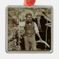 Aborigine with a Boomerang, c.1860s (sepia photo)