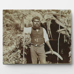 Aborigine with a Boomerang, c.1860s (sepia photo) Plaque