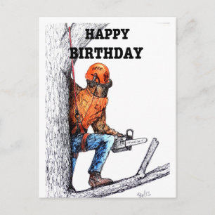 Aborist Tree surgeon Birthday present gift. Postca Postcard