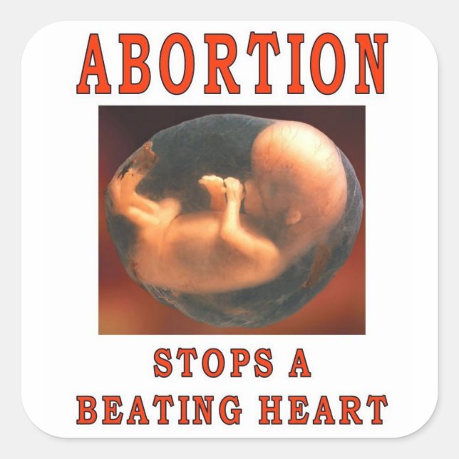ABORTION STOPS. SQUARE STICKER (Front)
