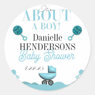 About a Boy Baby Shower Invitation Sticker