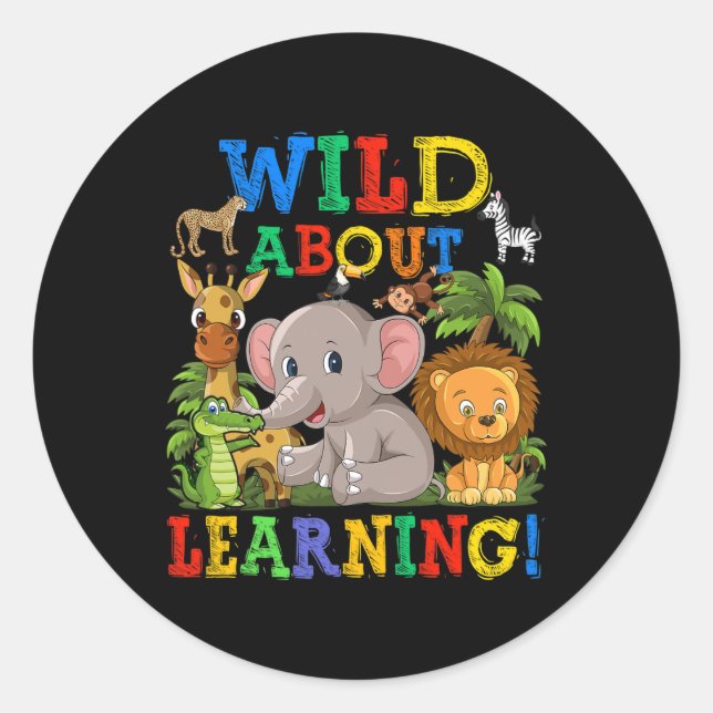 About Learning Safari Animals Jungle Back To Schoo Classic Round Sticker (Front)