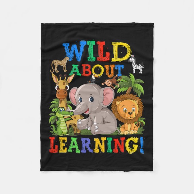 About Learning Safari Animals Jungle Back To Schoo Fleece Blanket (Front)