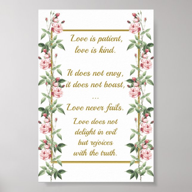 About Love 1 Corinthians 13:4-8  Poster (Front)