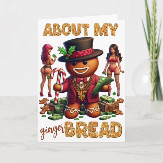 About my Gingerbread Funny Urban Christmas Announcement (Front)