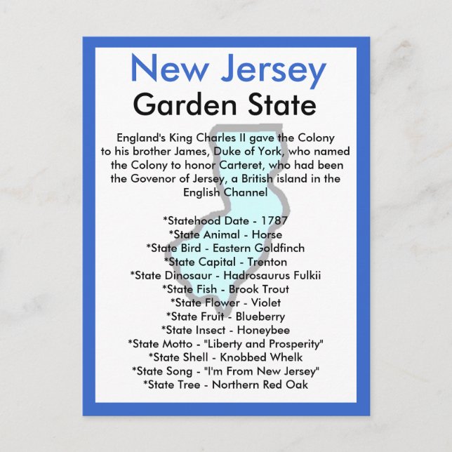 About New Jersey Postcard (Front)