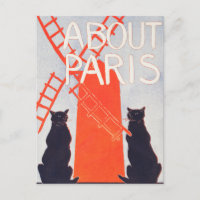 About Paris -Edward Penfield- Vintage Cat Art Crop