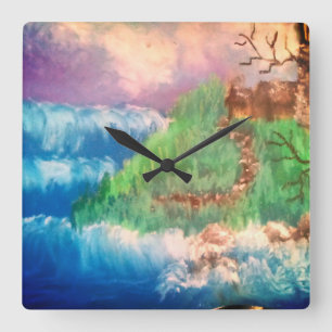 About to get washed away square wall clock